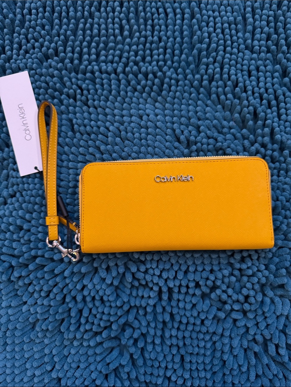 Calvin Klein Bright Yellow Zip-Around Wristlet